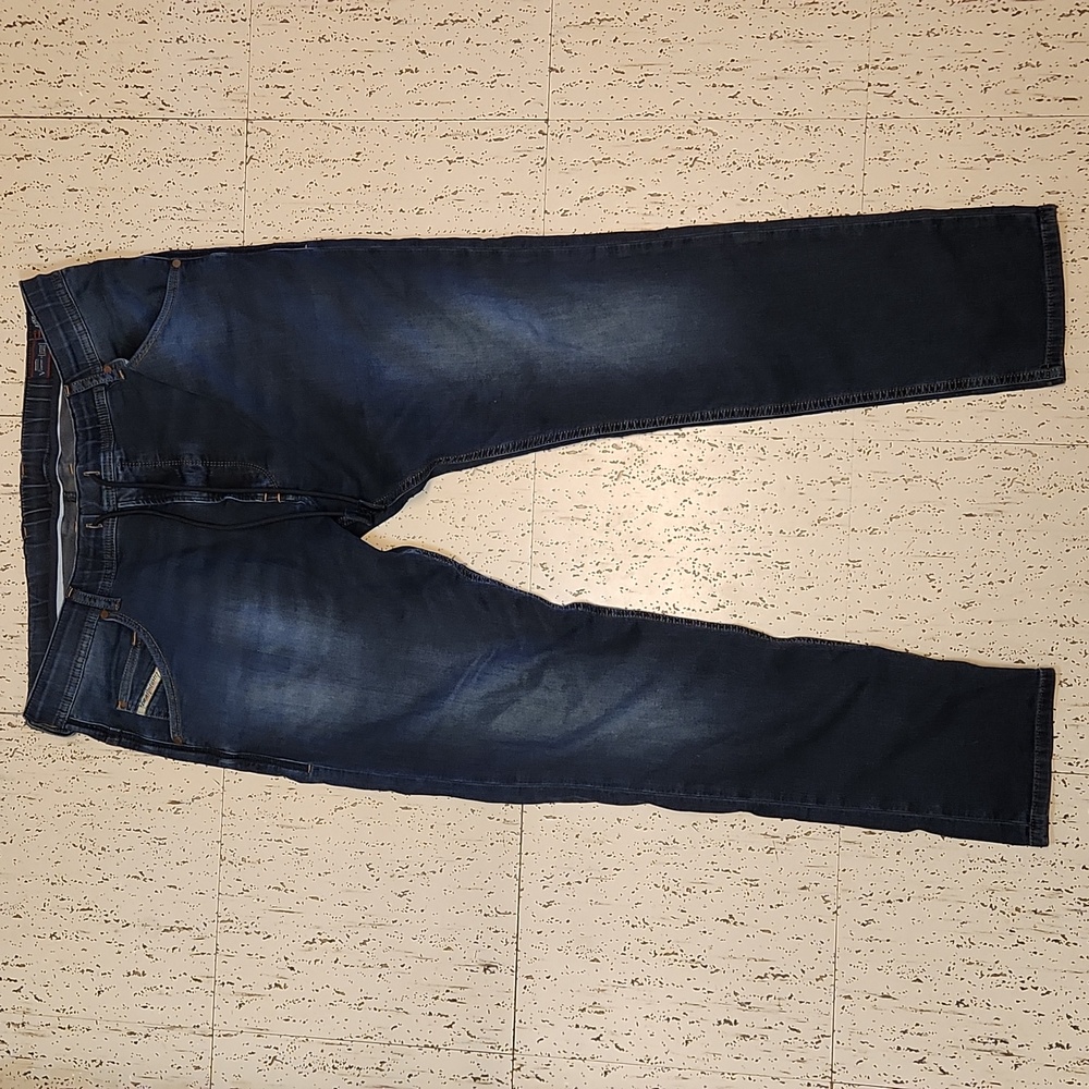 Diesel Navy Blue Denim Sweat Pants Krooley Straight Tapered Fit Denim Jeans